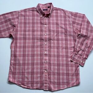 Burberry London Button Down Dress Shirt Mens Size Large Made USA Pink Cotton